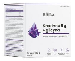 AURA HERBALS kreatino monohidratas 5 g + glicino pakeliai 30 vnt.