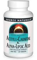 SOURCE NATURALS L-karnitinas ir alfa-lipoinė rūgštis 60 tablečių