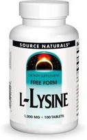 SOURCE NATURALS L-lizinas - L-lizinas 1000 mg 100 tablečių