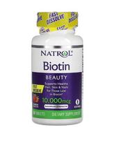 Biotin Fast Dissolve, 10000mcg (Strawberry) - 60 tablečių - Natrol