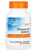 Vitamin D3, 5000 IU - 180 kapsulių - Doctor's Best