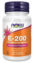 Vitamin E-200 with Mixed Tocopherols - 100 kapsulių - NOW Foods