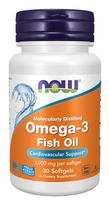 Omega-3 Fish Oil, Molecularly Distilled - 30 kapsulių - NOW Foods