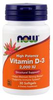 Vitamin D-3, 2000 IU - 30 kapsulių - NOW Foods