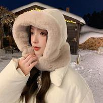 MEET SUNNY Women's Winter Balaclava Hat with Integrated Scarf One Size smėlis