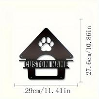 Customizable Black Metal Dog House Sign Personalized Pet Name Plaque Paw Cutout Wall Art Home Housewarming Gift