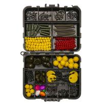 145Pcs Carp Fishing Equipment Kit Including Weights Sinkers Double Sided Fishing Box Kit Hook Swivel Safety Clip Rubber Sleeve