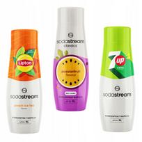 Sodastream koncentratai. Lipton Ice Tea persikų + pasiflorų vaisių + 7up Free