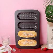 Hot Dot Bun Pan, Perforated Carbon Steel Non-Stick Hotdog Bun Mold Bread Forms Crispy Mini Baguette Sandwich Baking Tray For Hot juoda