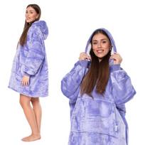 Džemperis Antklodė Kocobluza 2 Viename Oversize Xxl Su Gobtuvu Stora Sherpa Violetinė, Universalus