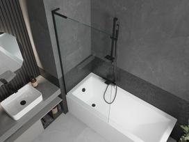 Mexen Next L vonios ekrano 1 sparno 90 x 150 cm, permatomas, juodas - 895-090-000-03-00-70