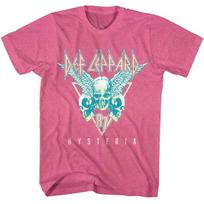Def Leppard Skulls 3 Tone Retro Pink Heather Adult T-Shirt S