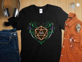 Elvish Heart Valentines Day Dungeons Tabletop RPG Roleplaying Dragons D20 Shirt for D&D Fans DND Gamer T-Shirt XL
