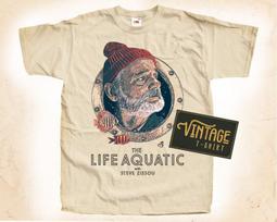 The Life Aquatic with Steve Zissou V1 T-Shirt Tee Natural Vintage Cotton Movie Poster Beige All Sizes S M L XL 2X 3X 4X 5X S