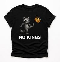 No Kings Raccoon Kicking Crown T-Shirt, anti monarchy funny raccoon gift, rebellious animal graphic tee S