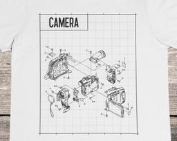 Camera Blueprint / Photography T shirt / Tripod S