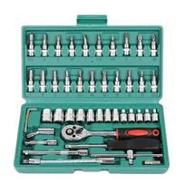 46PCS Car Repair Tool Kit Ratchet Torque Wrench Spanner Screwdriver Socket Set Combo Tools Kit Bicycle Auto Repairing Tool Mech Hand Tool Kits