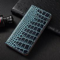 Flip Case for SAMSUNG Galaxy A54 A34 A24 A14 4G 5G Crocodile Pattern Magnetic Cover Luxury Cowhide Genuine Leather Wallet Covers For Galaxy A14 mėlyna