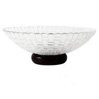 Wooden Base Glass Fruit Plate Transparent Dry Fruit Placed Tray Fruit Serving Tray  Coffee Table S-Style B