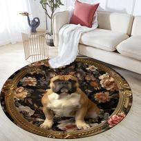 Pitbull & Bulldog pattern round rug,Carpet Rug for Living Room Bedroom Playroom ,Non-slip Floor Mat,Holiday Gifts and Birthday Gifts. 80cmx80cm