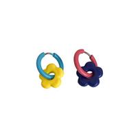1pair Dopamine Flower Earrings Gold Color Circle Ear Clasp Sweet Hoop Earrings  Women Girl blue yellow