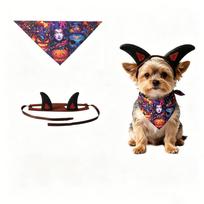 Pet Halloween Hat and Bandana Costume for Cats and Dogs One Size