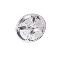 Round Stainless Steel Divided Plate Thicken Vegetable Preparation Plate  Prep Ingredients 1 Piece