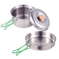 Sulankstomi kempingo indai iš nerūdijančio plieno 1-2 žmonėms Puodo keptuvė, tinka visiems pan and pot