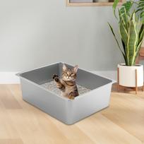 Cat Litter Box Sand Cleaning Basin Anti Splashing Pet Supplies Portable Metal 45cmx35cmx15cm