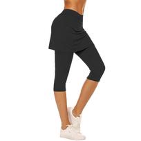 Women Elastic High Waist 3/4 Pant Casual Active Fit Wide Capris Leg Pants Trousers With Pockets L
