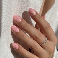 Glitter Sparkle Short Round Fake Nails - Fresh Flower Design