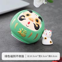 Piggy bank Japanese pottery Daruma Doll Crafts Lucky Charm Fortune Ornament Landscape Home Decor Miniature Accessories Gifts