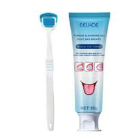 50g/Rinkinys Liežuvio Valiklis Paprastas Valdymas Ergonomiškas Kotelis Nešiojamas Liežuvio Valymo Gelio Šepetėlis Unisex 50g