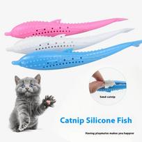Toy Fish Catnip Teeth Cleaning Self Entertainment Silicone Fish Chew Play Grinding Pet SuppliesTeaser Durable Safe Easy Clean One Size