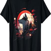 Japenese Wolf Wolves Manga Tokyo Cherry blossoms T-Shirt S juoda
