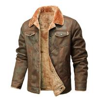 Naujos Mados Vyriški Įstrižo Užtrauktuko Odiniai Ir Kailiniai Integruoti Striukės Ir Paltai Vyriški Vilnos Šilti Odiniai Striukės Slim Fit Jaquetas S ruda