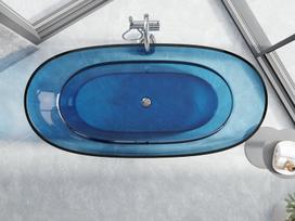 Mexen Pure džinsinė permatoma laisvai stovinti vonia 170 x 80 cm, chromuotas kamštis - 58071708007