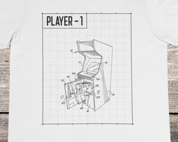 Arcade Machine Blueprint T-Shirt: Old School Console Gamer Tee M