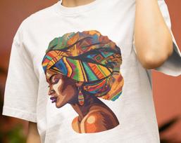 Traditional African Woman T shirt - Mosaic Art - Abstract Art - Black History - %100 cotton M