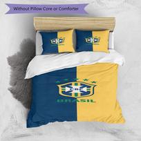 Brazilian Football Crest Printed Pattern Duvet Cover Set – includes 1 duvet cover and 2 matching pillowcases Bedroom decor Christmas gifts 135cm*200cm