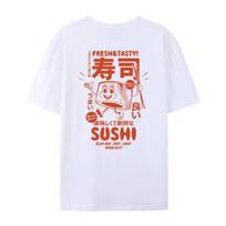 Retro Sushi Back Print Japanese Food TShirts Unisex Cute Funny Graphic Tees Oversized Streetwear Clothes Unisex Fashion Top Gift XL
