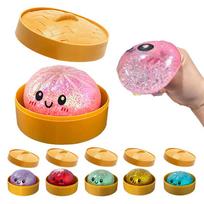 Colorful Dumpling Squishie Stress Balls Simulation Food Bun Steamer Squeeze Toy Gift Present raudona