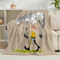 1PC Pi-ppi And Horse Friendship Flannel Blanket Gift, Suitable for Both Men And Women, Soft Ideal for Beds And Sofa, Birthday Or Christmas Gift 75x90cm