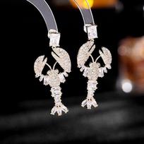 2022 Creative Lobster Drop Earrings for Women Luxury 925 Silver Needle Dangle Party Cocktail Accessories Cubic Zirconia Earings balta