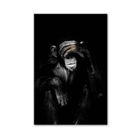 Linksmi orangutanų beždžionių plakatai ir spaudiniai Šiuolaikiniai juodai balti gyvūnų drobės paveikslai Sienų meno paveikslėliai, skirti gyvenamojo kambario namų dekoravimui 21x30cm No Framed