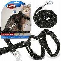 TRIXIE katų petnešos su pavadėliu, 27–45 cm, reguliuojamos, atspindinčios šviesą