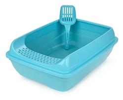 Atvira didelė katės kraiko dėžė Happet Select, mėlyna, 49 cm + semtuvėlis