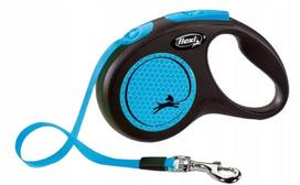 Automatinis „Flexi New Neon“ šunų pavadėlis, juostinis, M dydis, mėlynas, 5 m
