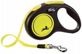 FLEXI New Neon automatinis pavadėlis šunims, dydis S, juostinis, 5 m, iki 15 kg