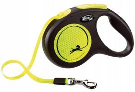 Automatinis šunų pavadėlis Flexi New Neon, juostinis, M dydis, geltonas, 5 m